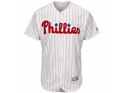 Men Philadelphia Phillies Majestic Home Blank White Scarlet Flex Base Authentic Collection Team Jersey