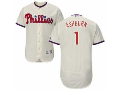 Men's Majestic Philadelphia Phillies #1 Richie Ashburn Cream Flexbase Authentic Collection MLB Jersey