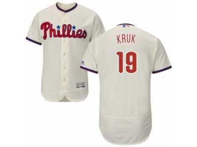 Men's Majestic Philadelphia Phillies #19 John Kruk Cream Flexbase Authentic Collection MLB Jersey