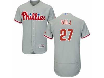 Men's Majestic Philadelphia Phillies #27 Aaron Nola Grey Flexbase Authentic Collection MLB Jersey