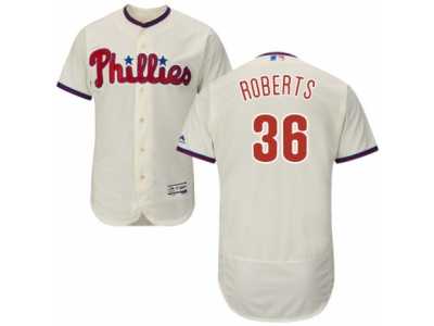 Men's Majestic Philadelphia Phillies #36 Robin Roberts Cream Flexbase Authentic Collection MLB Jersey