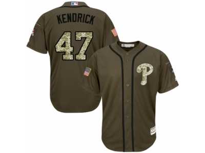 Men's Majestic Philadelphia Phillies #47 Howie Kendrick Authentic Green Salute to Service MLB Jersey