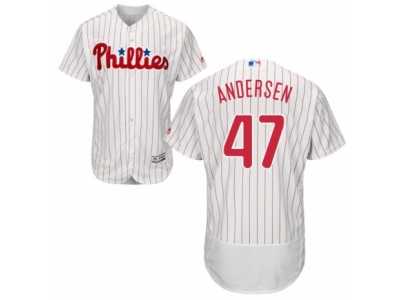 Men's Majestic Philadelphia Phillies #47 Larry Andersen White Red Strip Flexbase Authentic Collection MLB Jersey