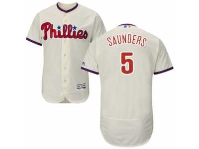 Men's Majestic Philadelphia Phillies #5 Michael Saunders Cream Flexbase Authentic Collection MLB Jersey