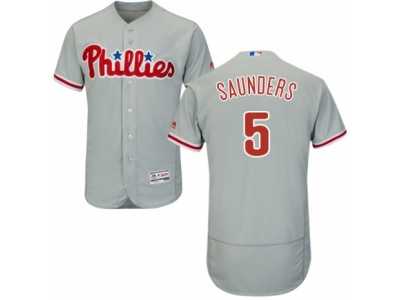 Men's Majestic Philadelphia Phillies #5 Michael Saunders Grey Flexbase Authentic Collection MLB Jersey