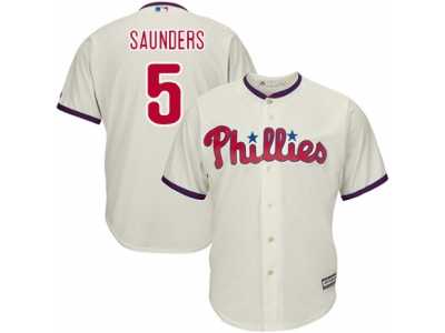 Men's Majestic Philadelphia Phillies #5 Michael Saunders Replica Cream Alternate Cool Base MLB Jersey
