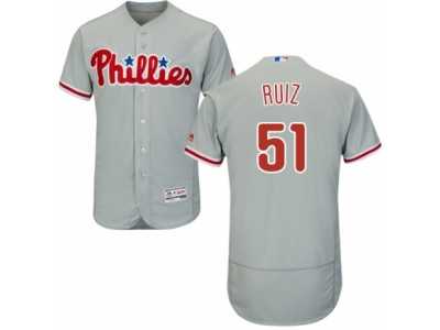 Men's Majestic Philadelphia Phillies #51 Carlos Ruiz Grey Flexbase Authentic Collection MLB Jersey