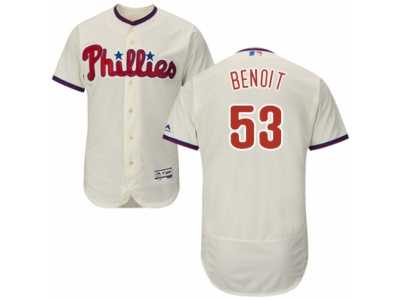 Men's Majestic Philadelphia Phillies #53 Joaquin Benoit Cream Flexbase Authentic Collection MLB Jersey