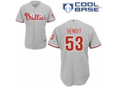 Men's Majestic Philadelphia Phillies #53 Joaquin Benoit Replica Grey Road Cool Base MLB Jersey