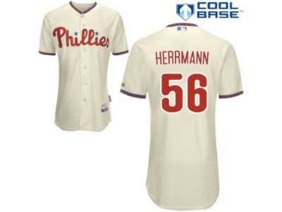 Men's Majestic Philadelphia Phillies #56 Frank Herrmann Replica Cream Alternate Cool Base MLB Jersey