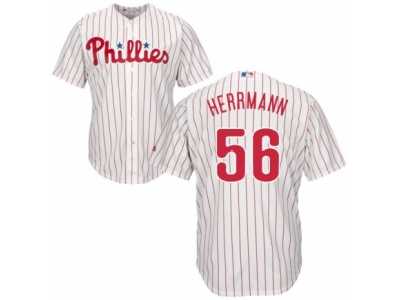 Men's Majestic Philadelphia Phillies #56 Frank Herrmann Replica White Red Strip Home Cool Base MLB Jersey
