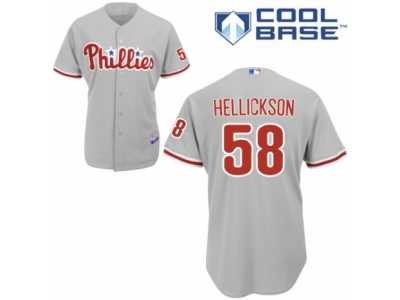 Men's Majestic Philadelphia Phillies #58 Jeremy Hellickson Replica Grey Road Cool Base MLB Jersey