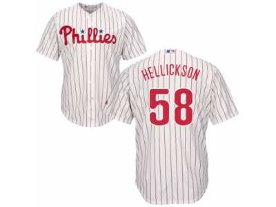 Men's Majestic Philadelphia Phillies #58 Jeremy Hellickson Replica White Red Strip Home Cool Base MLB Jersey
