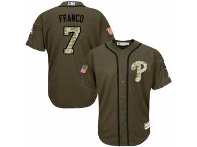 Men's Majestic Philadelphia Phillies #7 Maikel Franco Authentic Green Salute to Service MLB Jersey