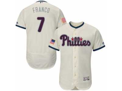 Men's Majestic Philadelphia Phillies #7 Maikel Franco Cream Fashion Stars & Stripes Flex Base MLB Jersey