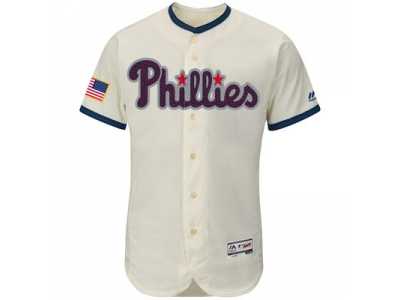 Men's Philadelphia Phillies Blank White Stitched 2016 Fashion Stars & Stripes Flex Base Baseball Jersey