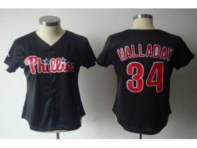 MLB Women Jerseys Philadephia Phillis #34 halladay black