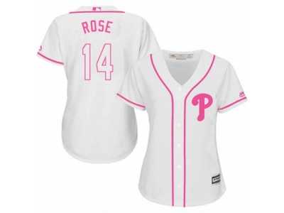 Women's Majestic Philadelphia Phillies #14 Pete Rose Replica White Fashion Cool Base MLB Jersey