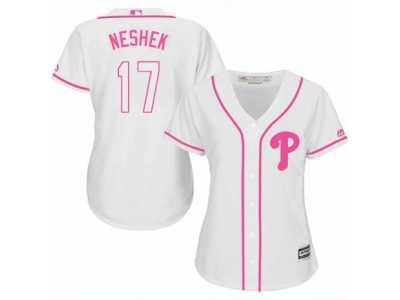 Women's Majestic Philadelphia Phillies #17 Pat Neshek Replica White Fashion Cool Base MLB Jersey