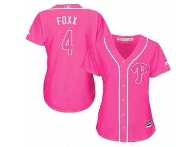 Women\'s Majestic Philadelphia Phillies #4 Jimmy Foxx Replica Pink Fashion Cool Base MLB Jersey