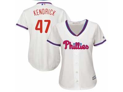 Women's Majestic Philadelphia Phillies #47 Howie Kendrick Authentic Cream Alternate Cool Base MLB Jersey