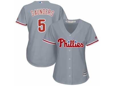Women's Majestic Philadelphia Phillies #5 Michael Saunders Authentic Grey Road Cool Base MLB Jersey