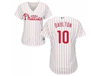 Women's Philadelphia Phillies #10 Darren Daulton White(Red Strip) Home Stitched MLB Jersey