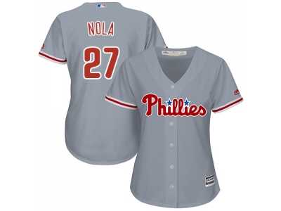 Women's Philadelphia Phillies #27 Aaron Nola Grey Road Stitched MLB Jersey