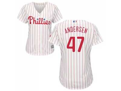 Women's Philadelphia Phillies #47 Larry Andersen White(Red Strip) Home Stitched MLB Jersey