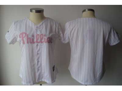 mlb Women Jerseys Philadephia Phillis blank white[pink strip]