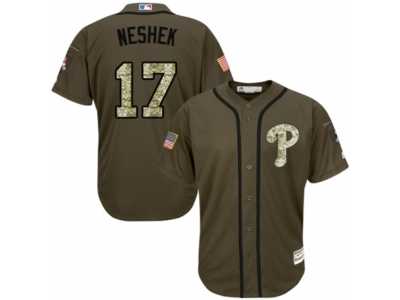 Youth Majestic Philadelphia Phillies #17 Pat Neshek Replica Green Salute to Service MLB Jersey