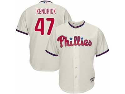 Youth Majestic Philadelphia Phillies #47 Howie Kendrick Authentic Cream Alternate Cool Base MLB Jersey