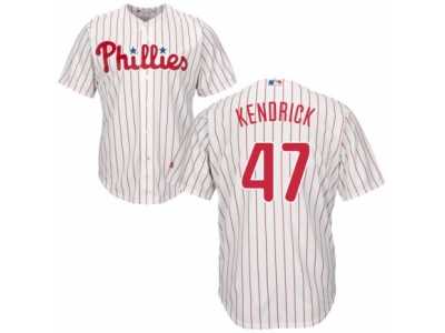 Youth Majestic Philadelphia Phillies #47 Howie Kendrick Authentic White Red Strip Home Cool Base MLB Jersey