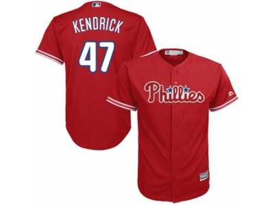 Youth Majestic Philadelphia Phillies #47 Howie Kendrick Replica Red Alternate Cool Base MLB Jersey