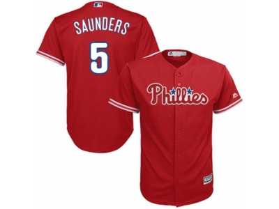 Youth Majestic Philadelphia Phillies #5 Michael Saunders Authentic Red Alternate Cool Base MLB Jersey