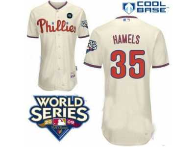 kids Philadelphia Phillies #35 Hamels w2009 World Series Patch cream[cool base]