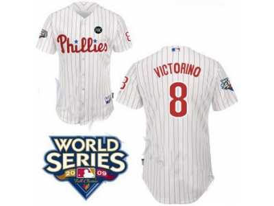 kids Philadelphia Phillies #8 Victorino w2009 World Series Patch white