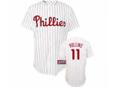 youth philadelphia phillies #11 rollins 09world series&hk patch white(red strip)