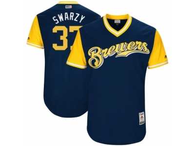 Men's 2017 Little League World Series Brewers #37 Anthony Swarzak Swarzy Navy Jersey