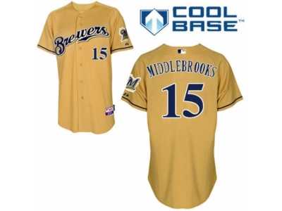 Men's Majestic Milwaukee Brewers #15 Will Middlebrooks Authentic Gold 2013 Alternate Cool Base MLB Jersey