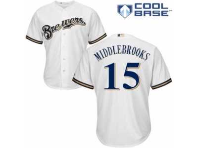 Men's Majestic Milwaukee Brewers #15 Will Middlebrooks Replica White Home Cool Base MLB Jersey