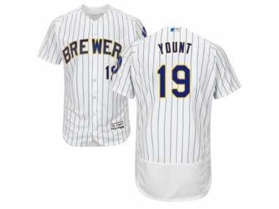 Men's Majestic Milwaukee Brewers #19 Robin Yount White Flexbase Authentic Collection MLB Jersey