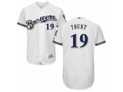 Men's Majestic Milwaukee Brewers #19 Robin Yount White Royal Flexbase Authentic Collection MLB Jersey