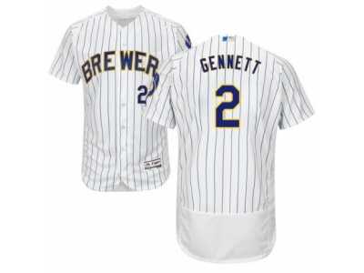 Men's Majestic Milwaukee Brewers #2 Scooter Gennett White Flexbase Authentic Collection MLB Jersey