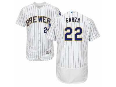 Men's Majestic Milwaukee Brewers #22 Matt Garza White Flexbase Authentic Collection MLB Jersey