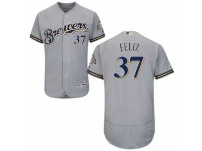 Men's Majestic Milwaukee Brewers #37 Neftali Feliz Grey Flexbase Authentic Collection MLB Jersey
