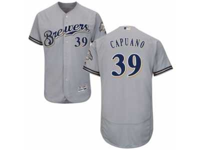 Men's Majestic Milwaukee Brewers #39 Chris Capuano Grey Flexbase Authentic Collection MLB Jersey