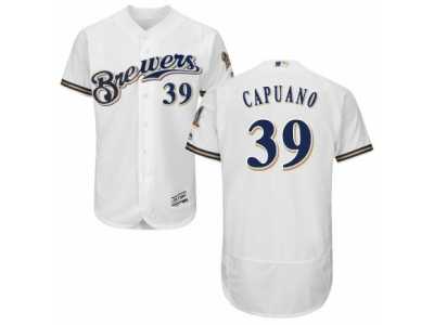 Men's Majestic Milwaukee Brewers #39 Chris Capuano White Royal Flexbase Authentic Collection MLB Jersey