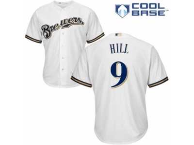 Men's Majestic Milwaukee Brewers #9 Aaron Hill Replica White Home Cool Base MLB Jersey