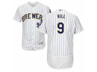 Men's Majestic Milwaukee Brewers #9 Aaron Hill White Flexbase Authentic Collection MLB Jersey